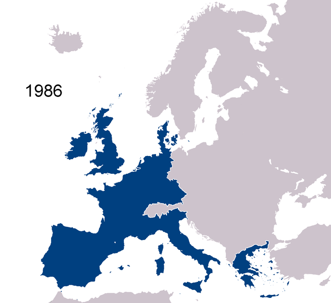 Troisième élargissement de l'Europe : l'Europe des Douze.