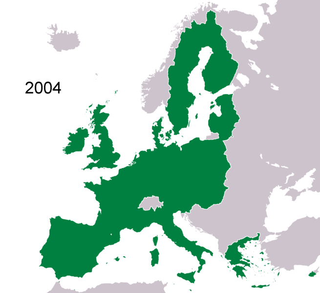 Cinquième élargissement de l'Europe : l'Europe des Vingt-Cinq.