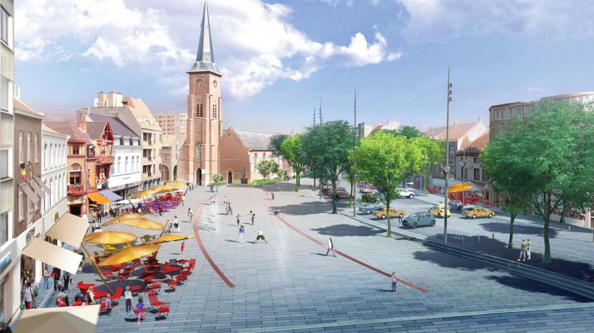 Les travaux de réfection de la Grand-Place de Mouscron sont soutenus par l'Europe et la Wallonie., 