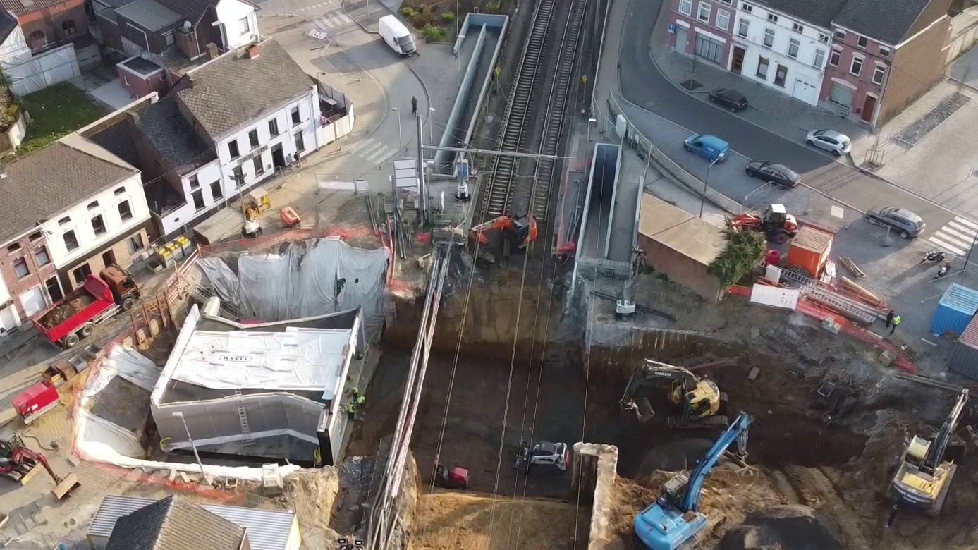 Chantier de couloir sous-voie à Farciennes